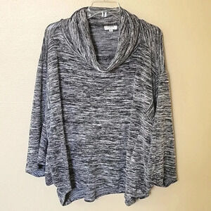 Umgee Gray Oversized Boxy Dolman Sleeve Cowl Neck Poncho Sweater - Size Medium